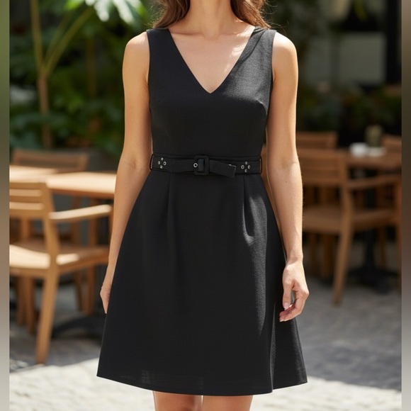 Jillian Jones Dresses & Skirts - NWT Jillian Jones Black Linen Sleeveless Studded Waist Tie Dress